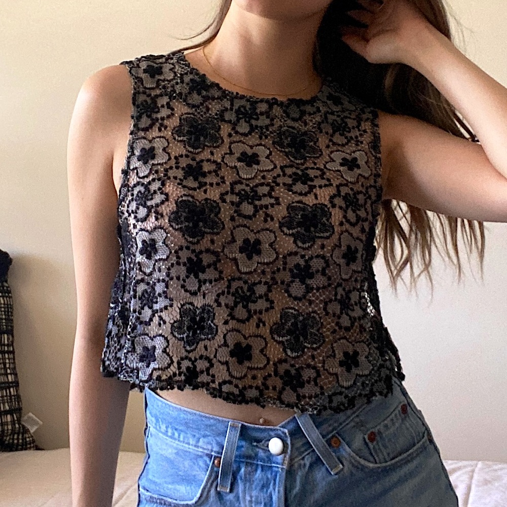 Topshop floral lace top